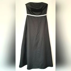 Forever Yours Black & White Strapless Satin Style Floor Length Ball Gown